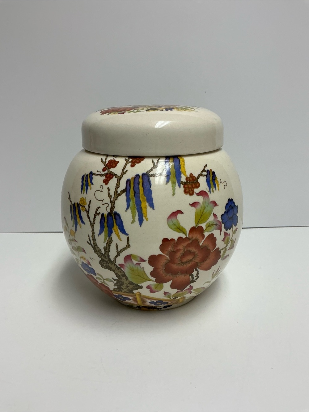 Vintage Sadler Ginger Jar Peony Willow Floral Made in England